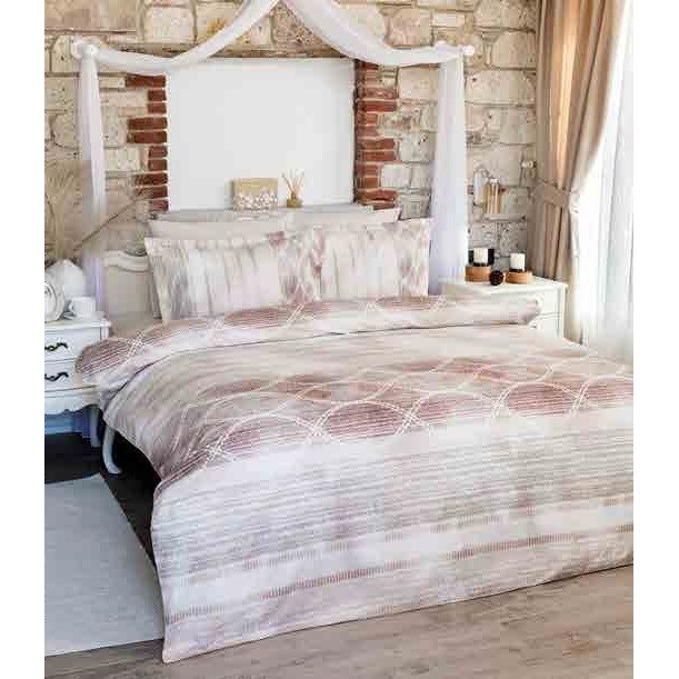 Lenjerie de pat cu pled din bumbac 100% sonia crem, 2 persoane