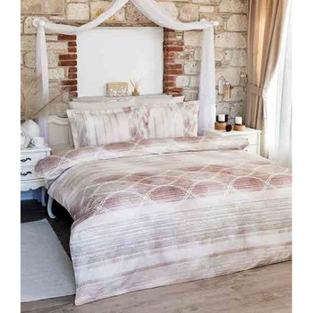 Lenjerie de pat cu pled din bumbac 100% sonia crem, 2 persoane Lenjerie de pat cu pled din bumbac 100% sonia crem, 2 persoane