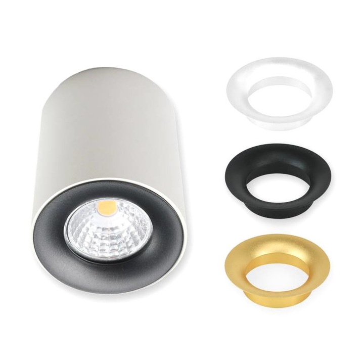 Tub de aluminiu LED cu inele decorative incluse in kit, Kobi Light, Alba