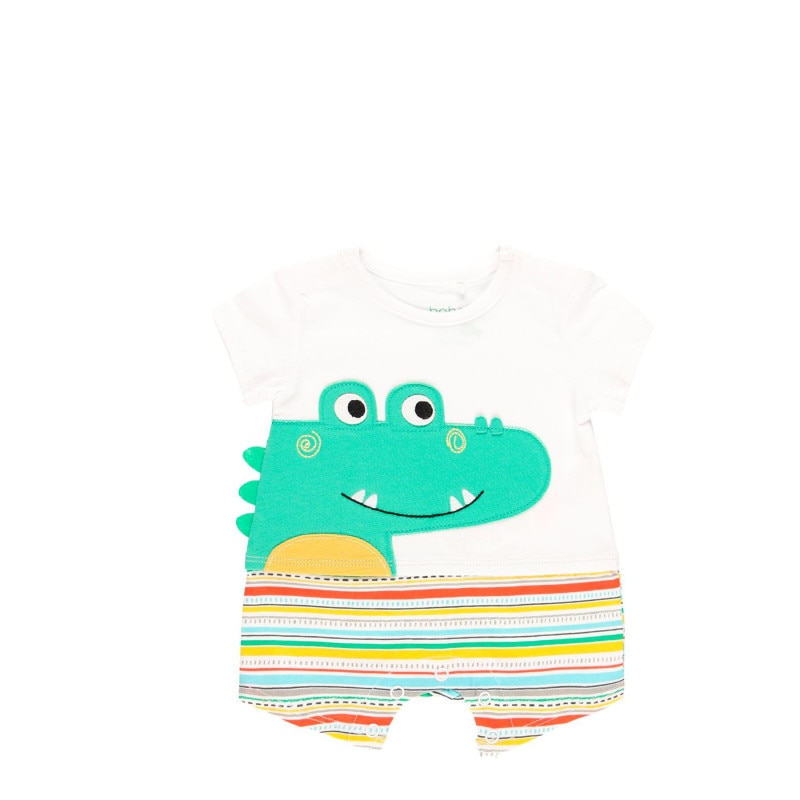 Salopeta Boboli bebe baiat, aplicatie crocodil, multicolor, 6 luni, 68 cm