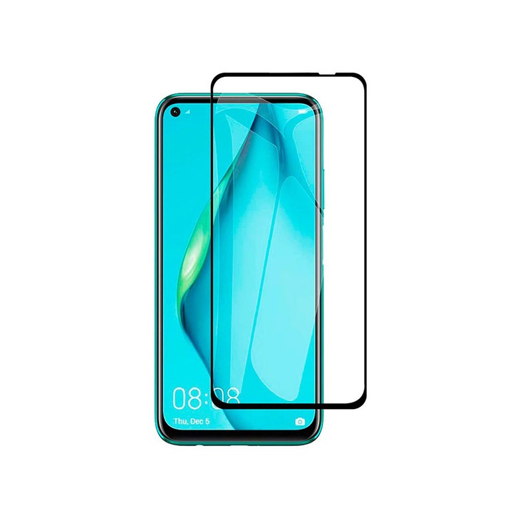 Стъклен протектор 5D Full Glue за Huawei P40 Lite, Черен