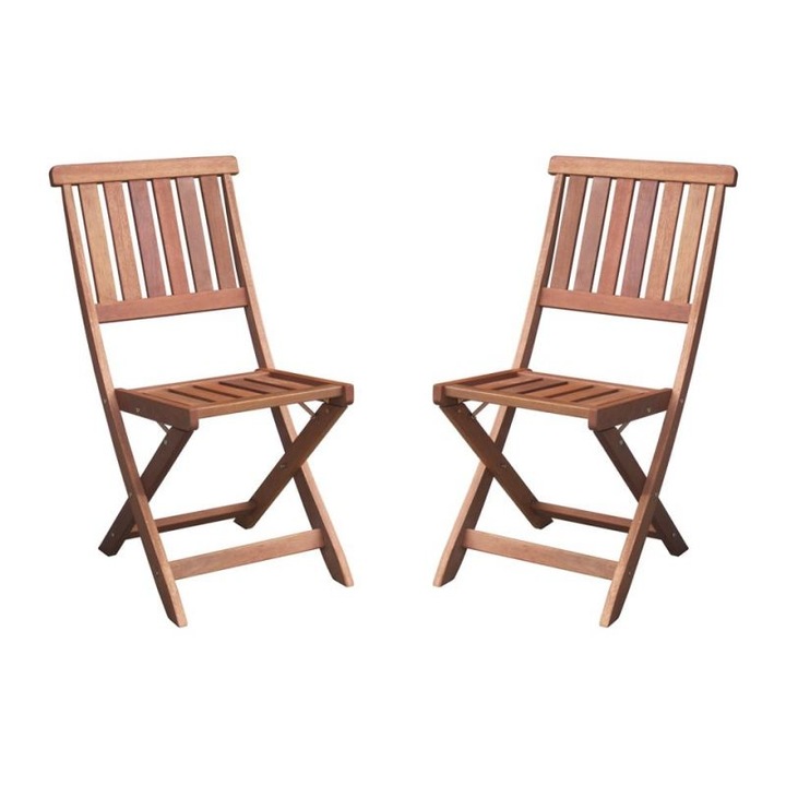 Set 2 scaune pliabile din lemn de Meranti, pentru terasa/gradina/balcon Hamburg