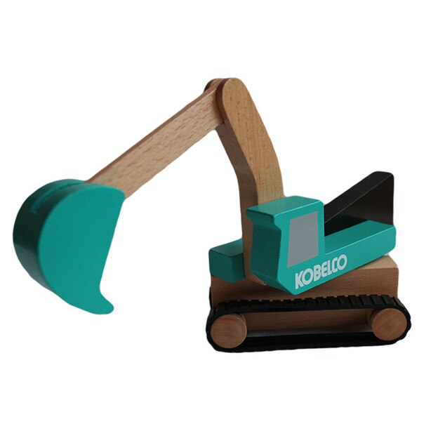 Jucarie excavator din lemn colorat