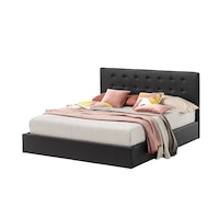 Pat Tapitat pentru Dormitor cu Lada Rabatabil, 160x200 cm, Abra Promo Dolce Dormire, Negru