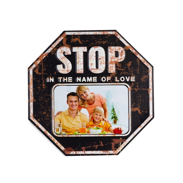 Rama foto STOP (25x25cm) - poza 15x10, negru