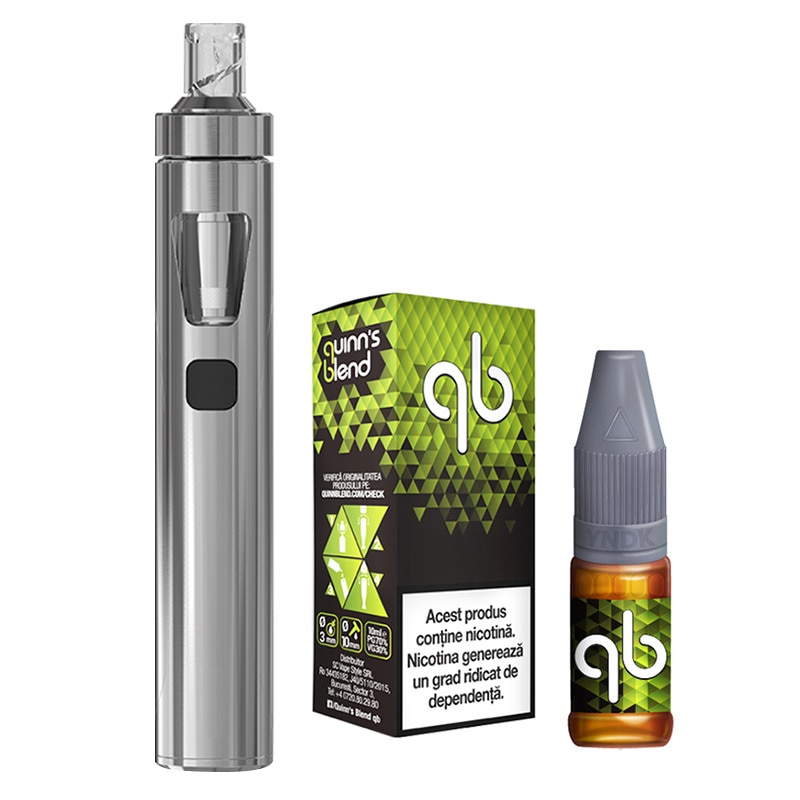Kit Tigara Electronica Joyetech eGO AIO 1500 Silver + Lichid QB Green 10ml cu nicotina