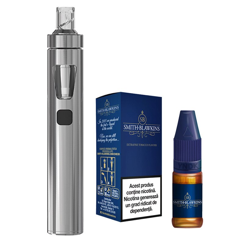 Kit Tigara Electronica Joyetech eGO AIO 1500 Silver + Lichid Smith& Blawkins Blue 10ml cu nicotina