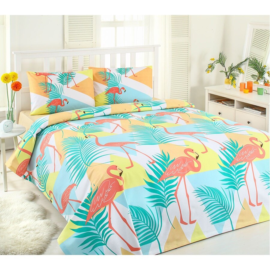 Lenjerie de Pat Floretta Tropica, bumbac, multicolor, 240x260 cm