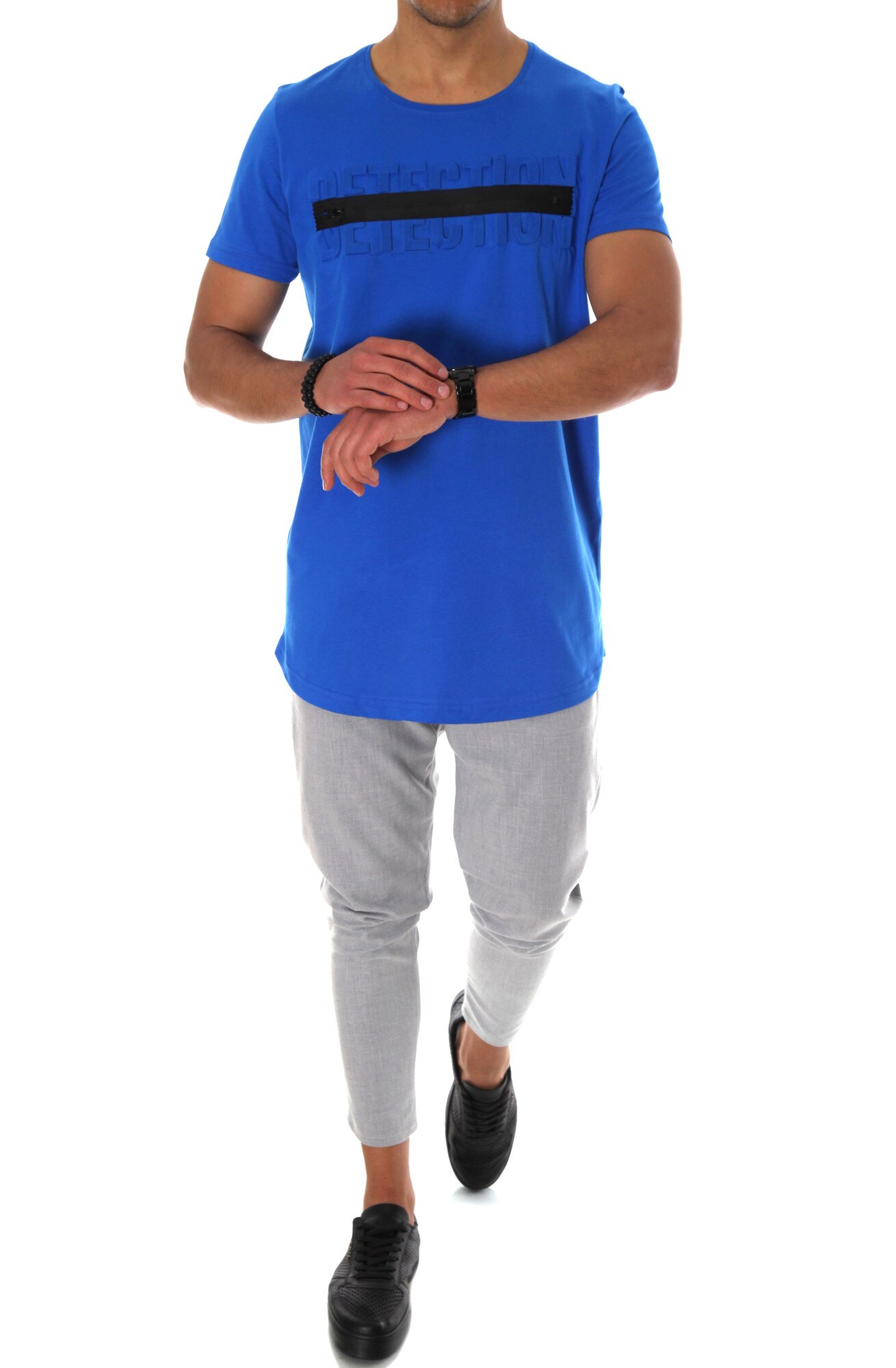 Tricou albastru A9279, slim fit, pentru barbati, fashion, Albastru