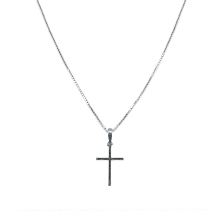 Ezüst nyaklánc, ezüst kereszttel, Ezüstszín