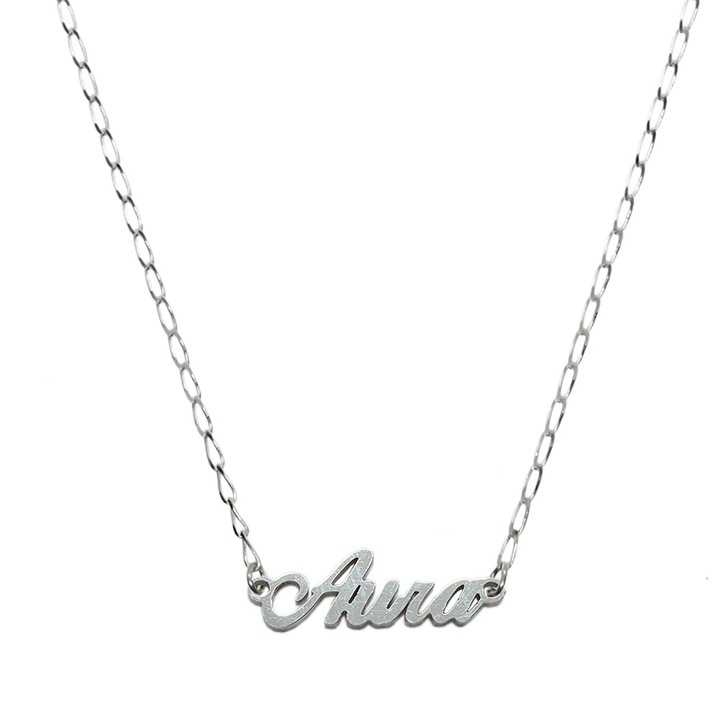 Lantisor din argint personalizat cu nume Aura, 9418FIG01 Dras, Argintiu