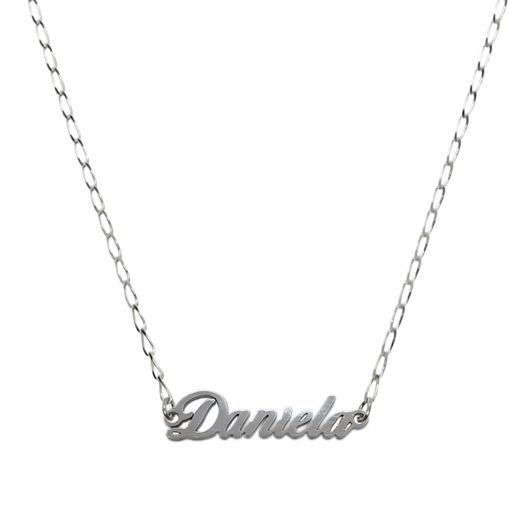 Lantisor din argint personalizat cu nume Daniela, 9449FIG01 Dras, Argintiu