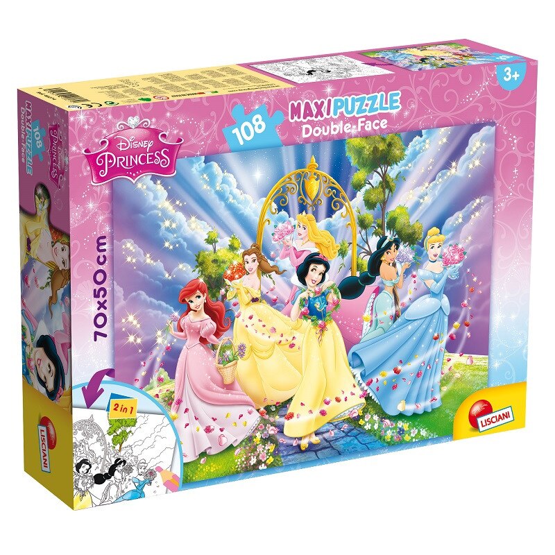 Puzzle Lisciani, Supermaxi cu 2 fete, Princess, 108 piese