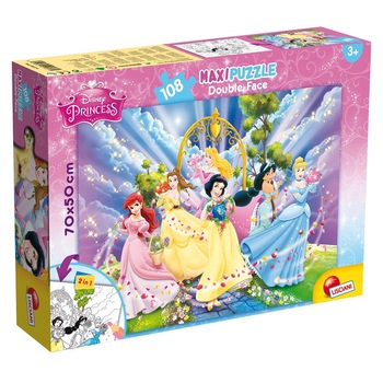 Puzzle Lisciani, Supermaxi cu 2 fete, Princess, 108 piese Puzzle Lisciani, Supermaxi cu 2 fete, Princess, 108 piese