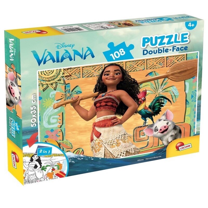 Puzzle Lisciani, Plus, cu 2 fete, Vaiana, 108 piese