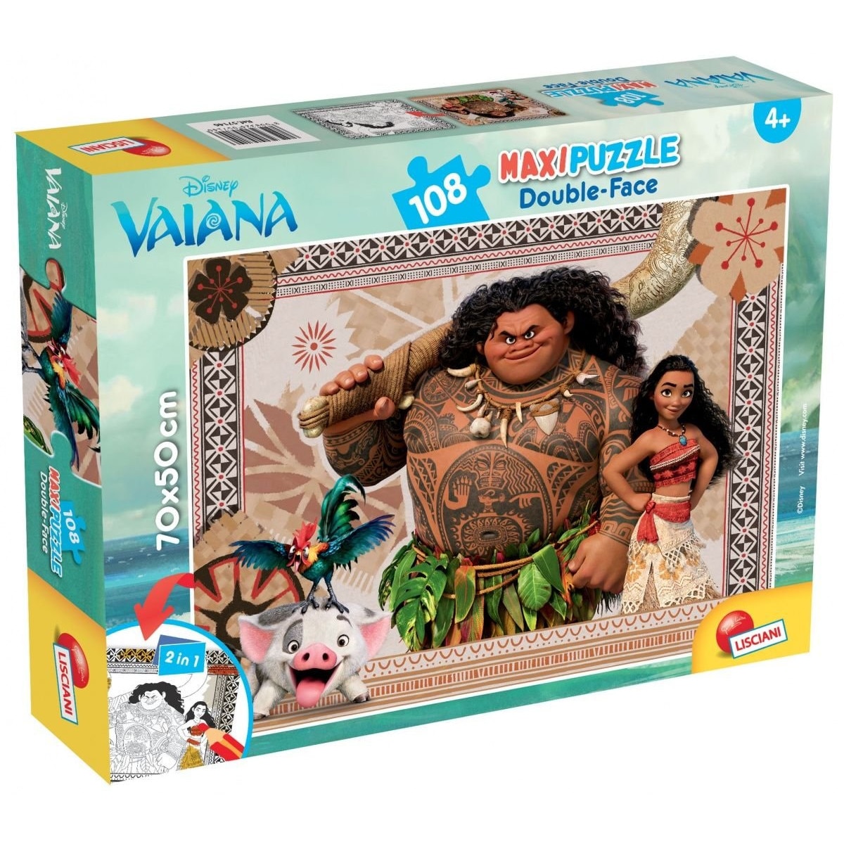 Puzzle Lisciani, Supermaxi cu 2 fete, Vaiana 2, 108 piese