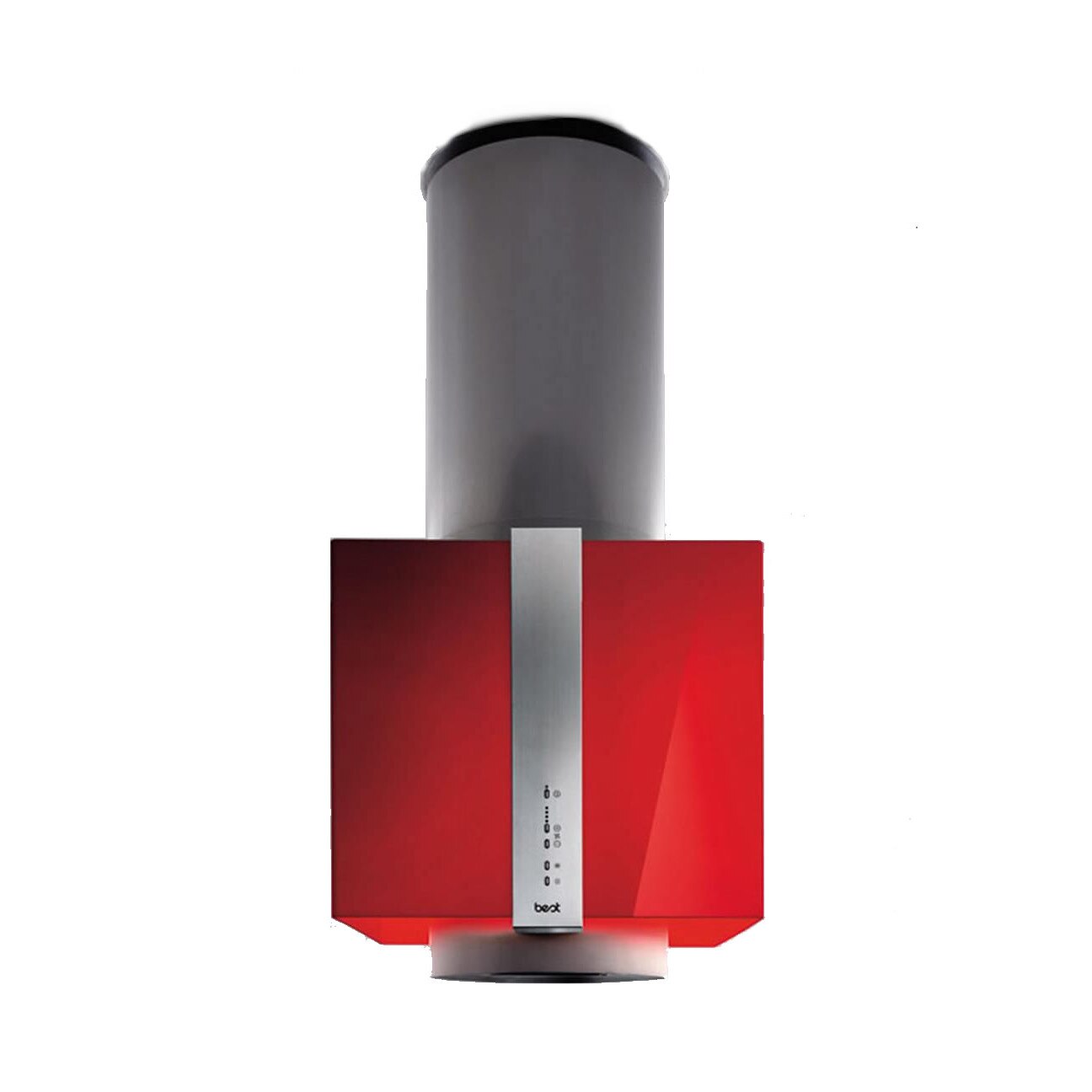 Hota de insula Best Lipari Red 50 cm, putere de absortie 700 mc/h, 1 motor, 4 trepte de viteza, Lexan rosu/Inox