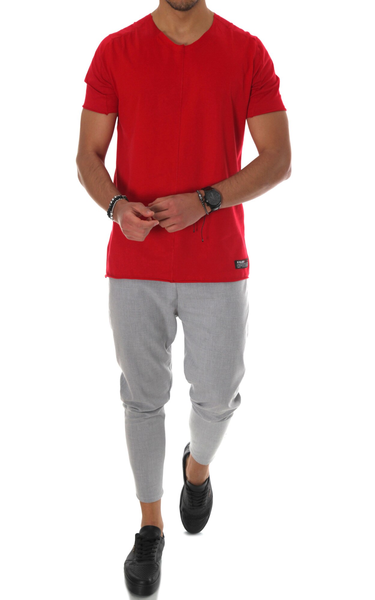 Tricou rosu A9518, slim fit, pentru barbati, cu imprimeu pe spate, Rosu