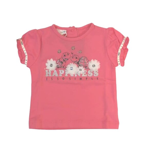 Tricou fete iDO, 6 luni, roz cu floricele si albinute