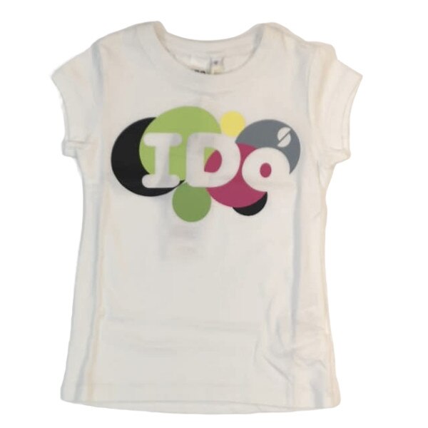 Tricou fete iDO, 3 ani, alb cu imprimeu logo