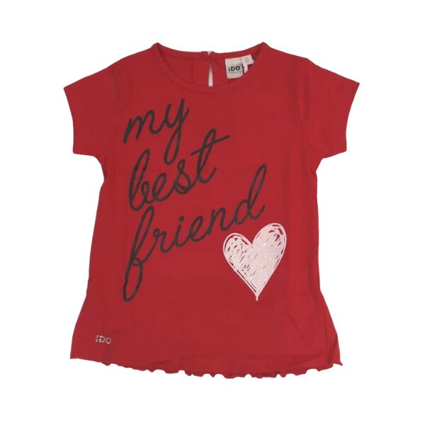 Tricou fete iDO, 5 ani, rosu cu imprimeu text si inimioara