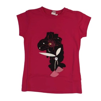 Tricou fete iDO, 6 ani, rosu cu desen Tricou fete iDO, 6 ani, rosu cu desen