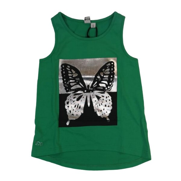 Tricou fete iDO, verde cu fluture