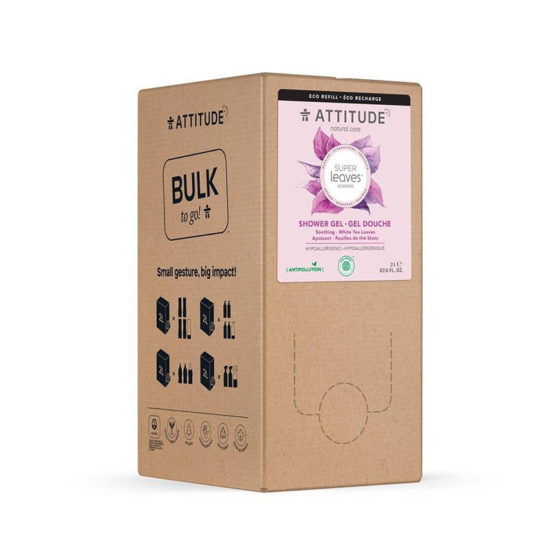 Rezerva gel de dus ecologic calmare, frunze de ceai alb, Attitude Super Leaves, 2 l