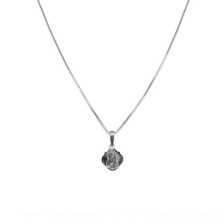 Lantisor din argint cu medalion Maica Domnului cu pruncul Iisus, 4483VEN, Dras, Argintiu