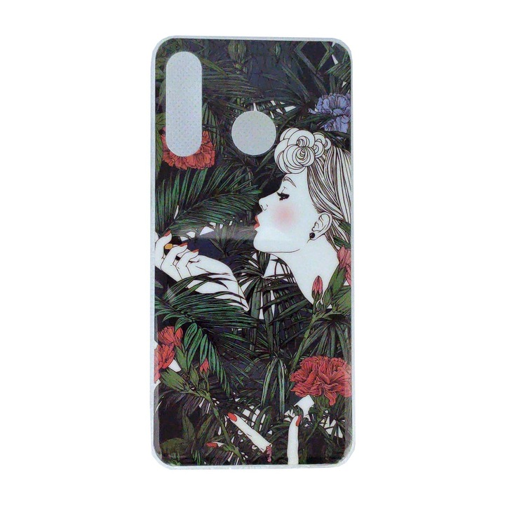 Husa silicon Huawei P30 Lite model Loving Nature, Antisoc, TPU Alb/Verde
