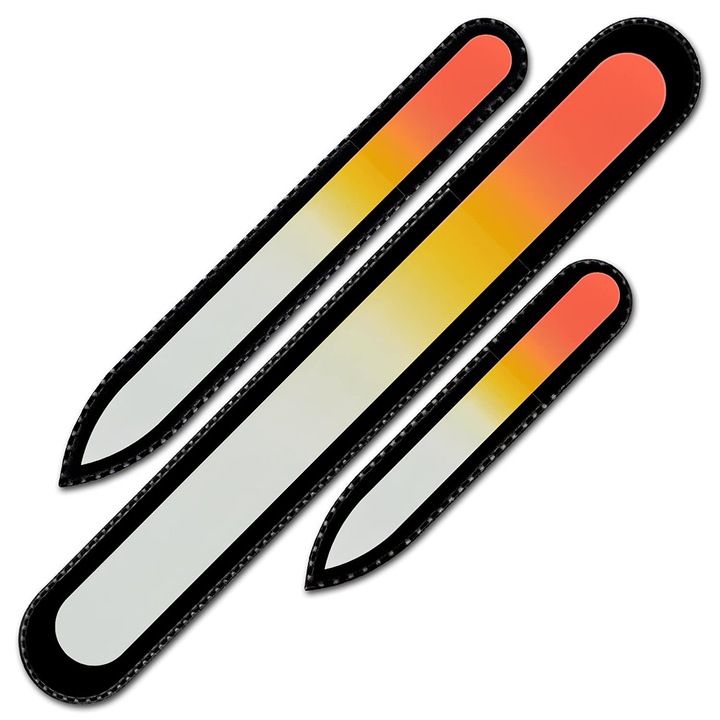 Set 3 pile de sticla Mont Bleu, 90 mm/135 mm/195 mm, Galben/Portocaliu