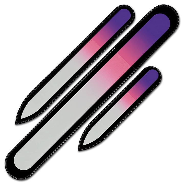 Set 3 pile de sticla Mont Bleu, 90 mm/135 mm/195 mm, Roz/Mov