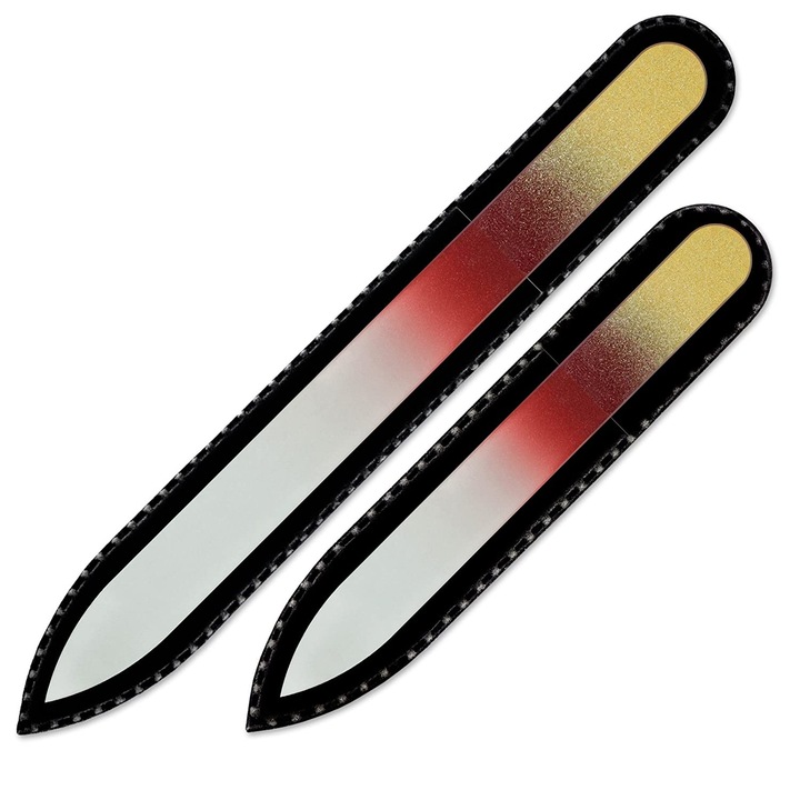 Set 2 pile de sticla Mont Bleu, 90 mm/135 mm, Auriu/Rosu