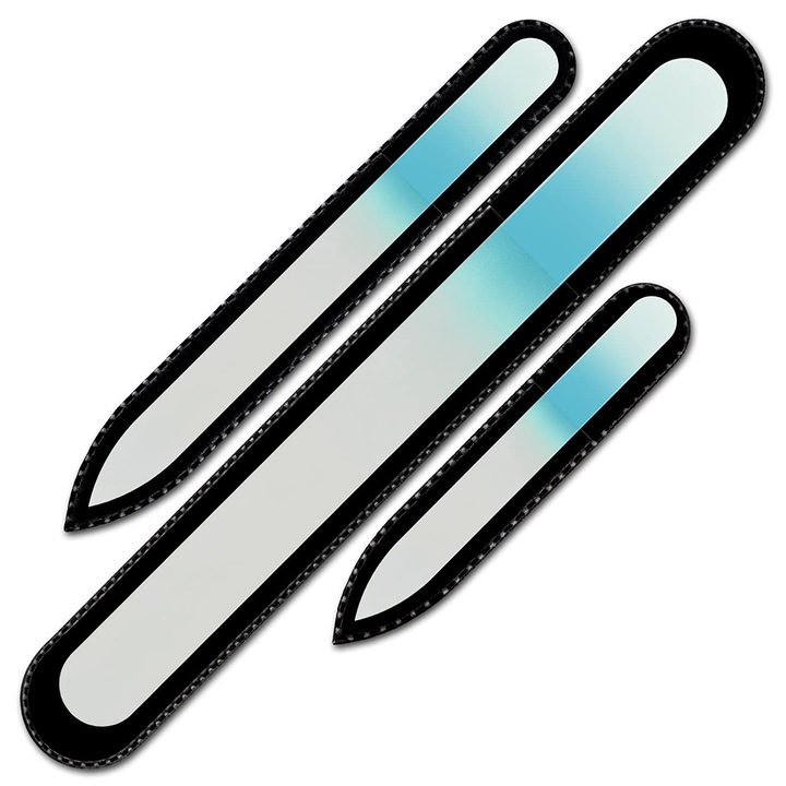 Set 3 pile de sticla Mont Bleu, 90 mm/135 mm/195 mm, Albastru deschis/Alb