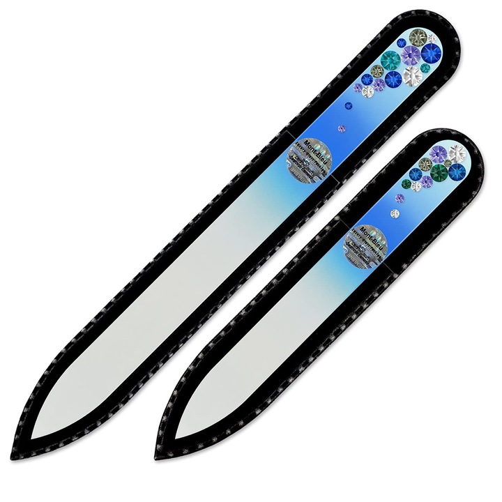 Set 2 pile de sticla Mont Bleu, Cristale, 90 mm/135 mm, Albastru