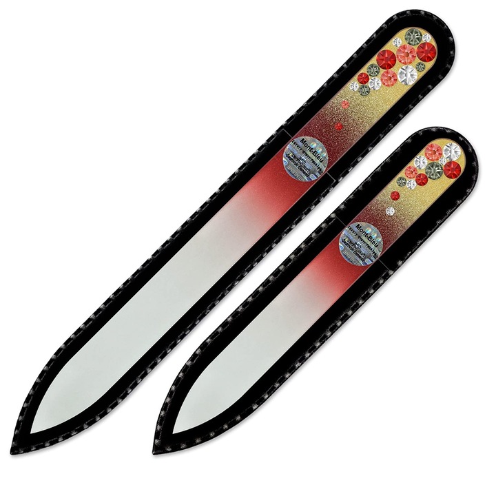 Set 2 pile de sticla Mont Bleu, Cristale, 90 mm/135 mm, Galben/Rosu