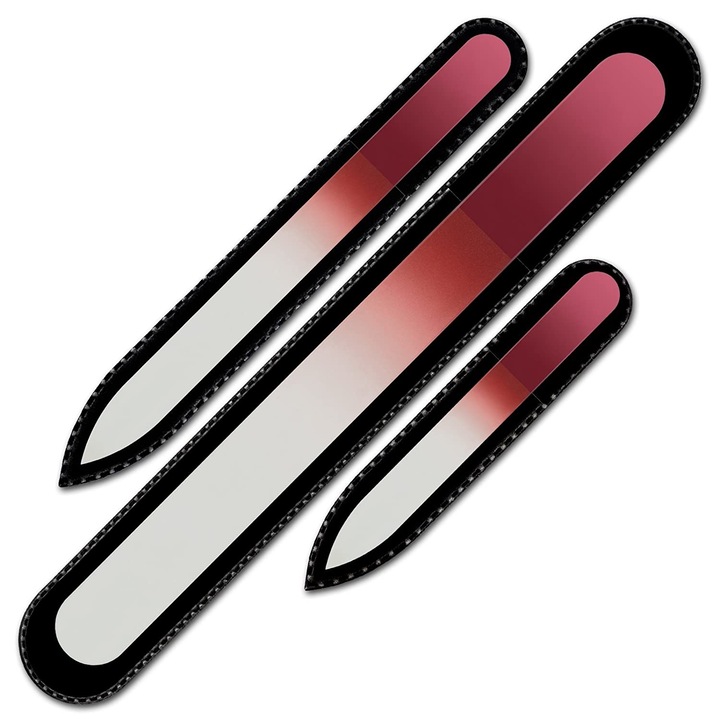 Set 3 pile de sticla Mont Bleu, 90 mm/135 mm/195 mm, Maro/Rosu