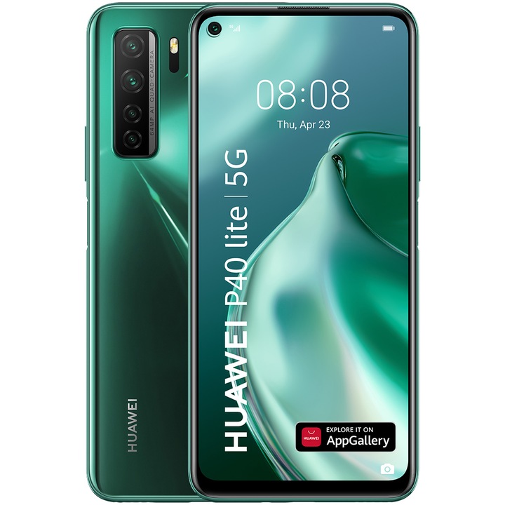 Telefon mobil Huawei P40 Lite, Dual SIM, 128GB, 6GB RAM, 5G, Crush Green