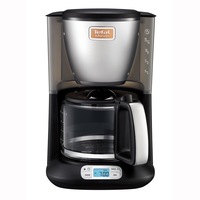 Cafetiera TEFAL Maison CM461811, capacitate 1.25l, recipient sticla, programabil, sistem antipicurare, negru/argintiu