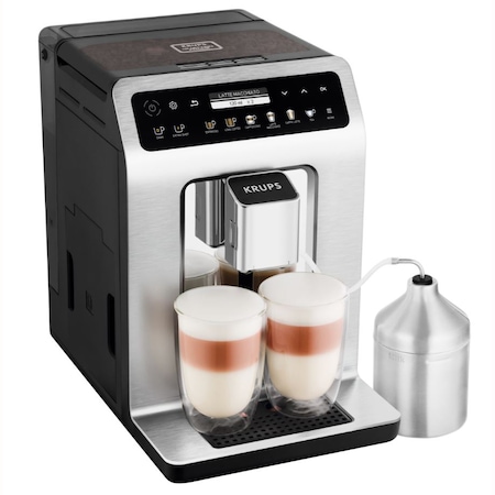 Espressor automat Krups Evidence Plus EA894E10, 1450 W, presiune 15 bari, capacitate rezervor 2.3L, functie abur, 3 pre-setari intensitate, 19 retete, sistem One-touch-Capuccino, negru