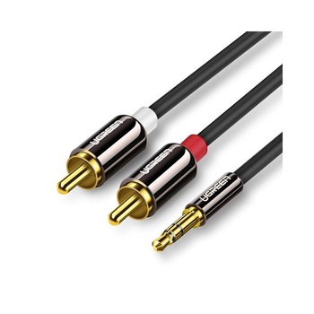 Cablu Audio Ugreen 2 x RCA (Tata) la Jack 3.5 mm (Tata), 3 Metri, Gold Plated, Negru - 815906 Cablu Audio Ugreen 2 x RCA (Tata) la Jack 3.5 mm (Tata), 3 Metri, Gold Plated, Negru - 815906