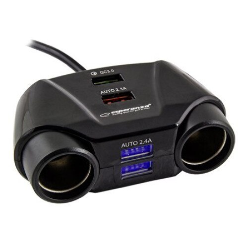 Splitter bricheta auto Esperanza, 2 prize si 4 porturi USB