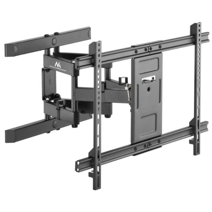 Suport TV perete pivotant, Maclean MC-881, 37-85 inch, LED LCD Plasma, max 60 kg, VESA 600x400, reglabil +3°/-15°, distanta perete 77-428 mm, metal negru, brat dublu, montaj usor