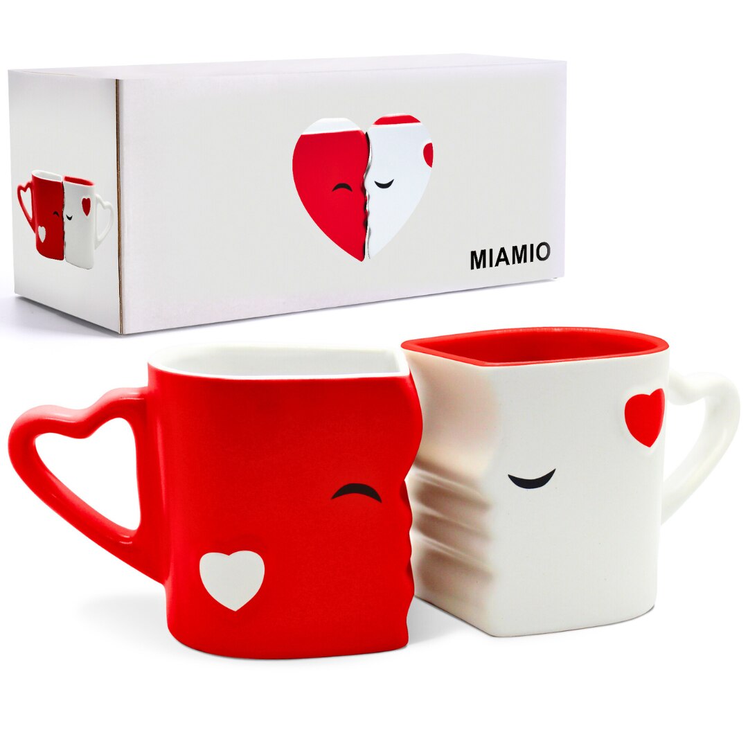 Set 2 Cani de cafea, MIAMIO, Kissing Mugs, cadou pentru cupluri