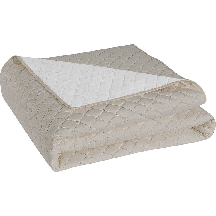 Cuvertura de pat matlasata, Axel, densitate 70 g/mp, 170 x 210 cm, Bej/Alb