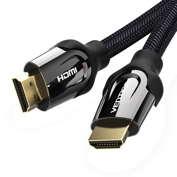Cablu profesional HDMI 2.0 ,tesatura din nylon,negru metalizat,tata-tata,ARC,4K si 60Hz, 15 metri,Vention