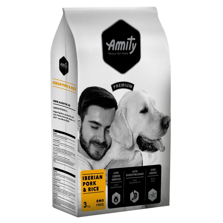 Суха храна за кучета Amity Premium Adult Iberian, Свинско и ориз, 3 кг