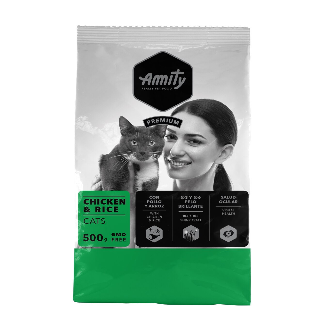 Hrana uscata pentru pisici Amity Premium Adult Pui&Orez, 0.5 kg