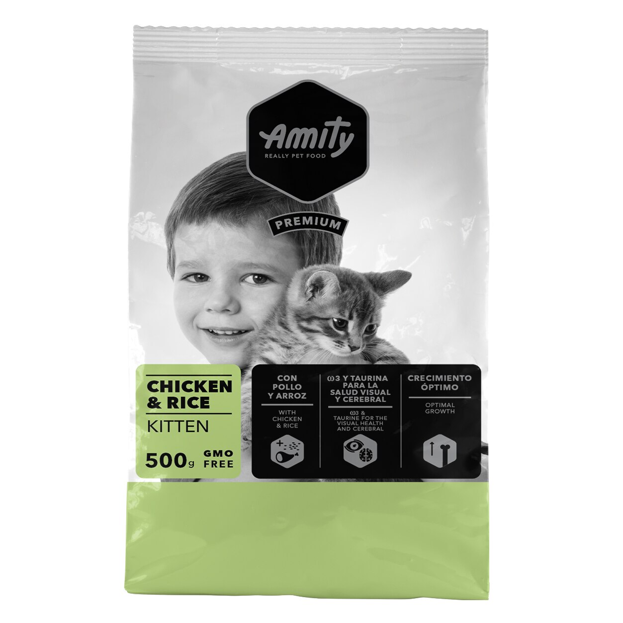 Hrana uscata pentru pisici Amity Premium Kitten Pui&Orez, 0.5 kg