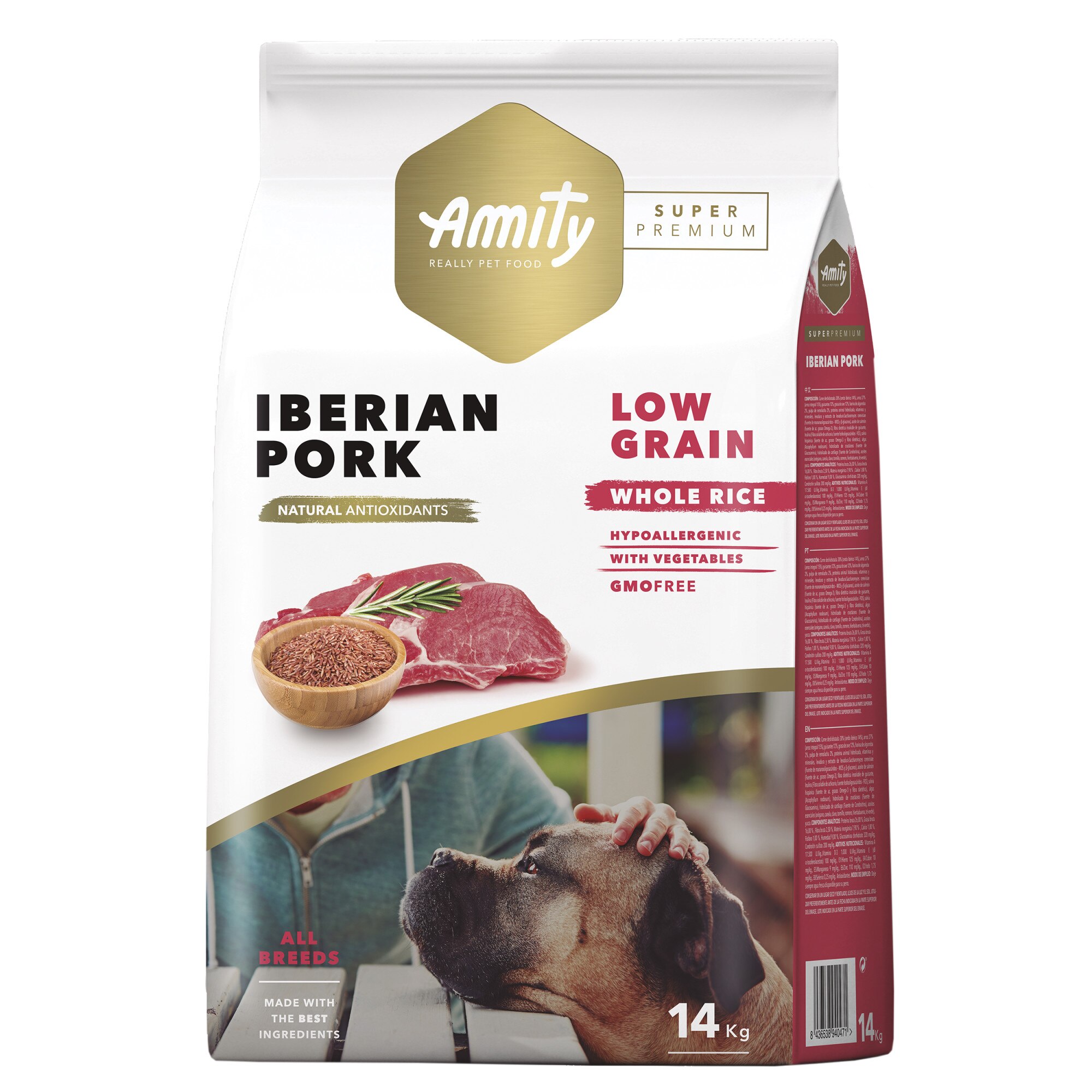 Hrana uscata pentru caini Amity SuperPremium Low Grain Adult, Iberian Pork, 14 kg
